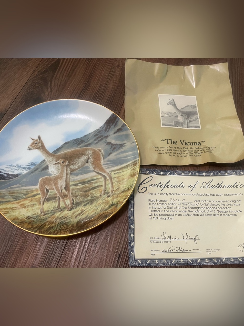 W.S. GEORGE "The Endangered Species" Fine China "The Vicuna" 9th 1991!NEW